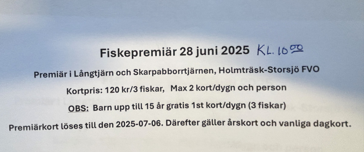 Fiskepremär Långtjärn 2025 kl 10.00